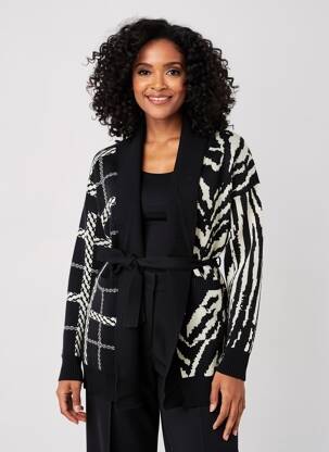 Gilet manches longues col châle noir BARILOCHE femme