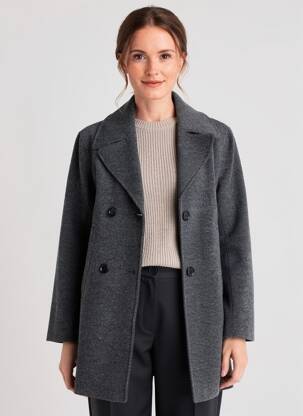 Manteau long coupe droite sans capuche gris LA FEE MARABOUTEE femme