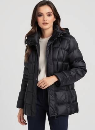 Doudoune manches longues a capuche noir GIL BRET femme