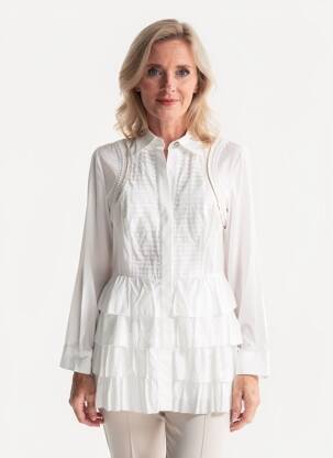 Tunique manches longues légère et transparente beige LESLIE femme