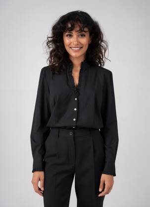 Chemisier coupe cintrée manches longues noir BARILOCHE femme