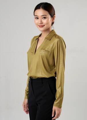 Polo manches longues manches longues vert EVA KAYAN femme