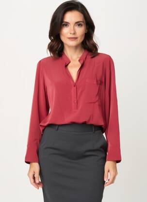 Blouse tissage popeline manches longues rouge LA FEE MARABOUTEE femme
