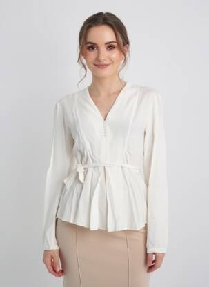 Tunique manches longues tissage crêpe beige MANILA GRACE femme