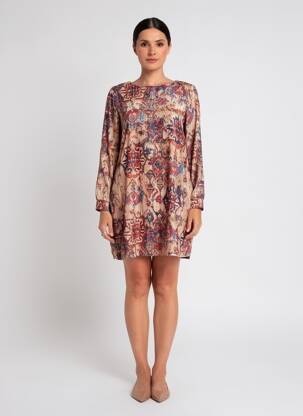 Robe courte manches longues manches longues beige LA FEE MARABOUTEE femme