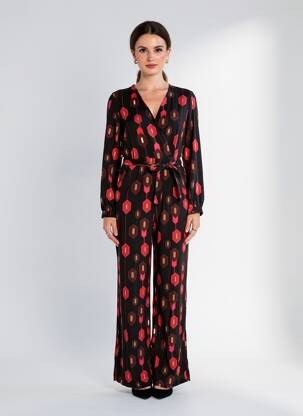 Combi-pantalon fermeture zippée au dos manches longues noir LA FEE MARABOUTEE femme