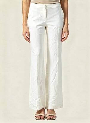 Pantalon droit tissage crêpe taille normale blanc PENNYBLACK femme
