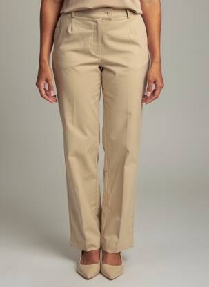 Pantalon droit tissage popeline taille normale beige BENSIMON femme