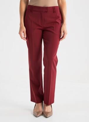 Pantalon droit tissage popeline taille normale rouge LOLA femme