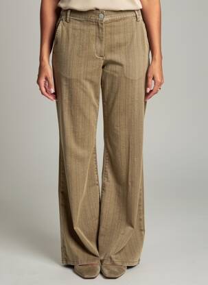 Pantalon flare stretch taille normale vert LA FEE MARABOUTEE femme