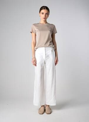 Pantalon large fermeture zippée sous rabat boutonné taille normale blanc PENNYBLACK femme