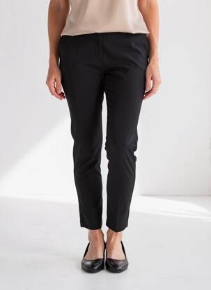 Pantalon slim tissage popeline taille normale noir INDIES femme