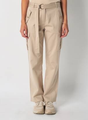 Pantalon droit tissage popeline taille normale beige GAUDI femme