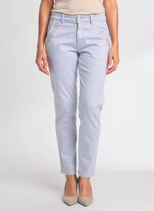 Pantalon chino stretch taille normale bleu LAUREN VIDAL femme