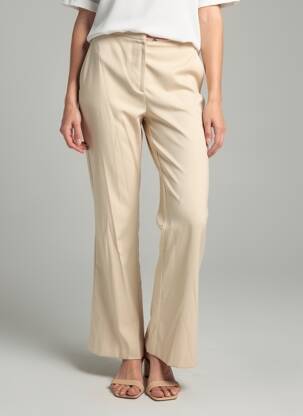 Pantalon flare taille normale taille normale beige LAURA LINDOR femme
