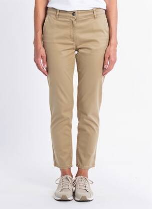 Pantalon chino tissage popeline taille normale beige LAUREN VIDAL femme