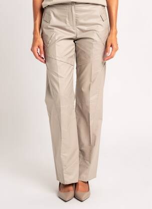Pantalon droit tissage popeline taille normale beige INDIES femme