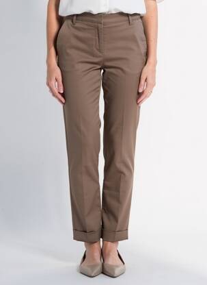 Pantalon chino tissage popeline taille normale marron MANILA GRACE femme