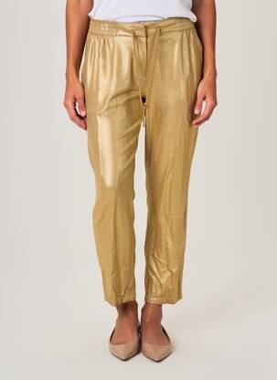 Pantalon chino fermeture zippée sous rabat avec crochet taille normale or EVA KAYAN femme