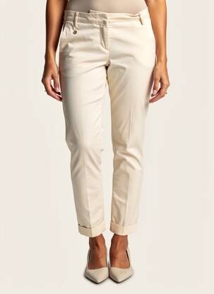 Pantalon chino tissage popeline taille normale beige MANILA GRACE femme