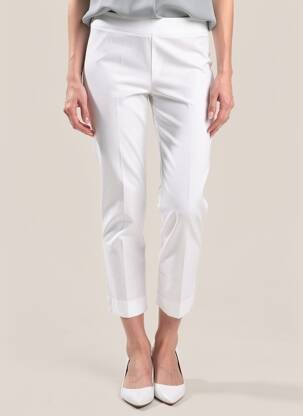 Pantalon 7/8 taille à pinces taille normale blanc MARIA BELLENTANI femme