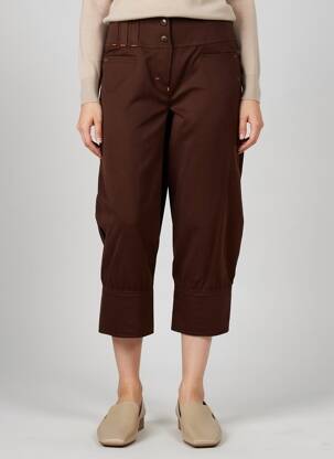 Pantacourt taille haute taille haute marron ZNJ femme
