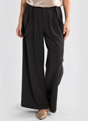 Pantalon large tissage popeline taille normale noir LUMINA femme