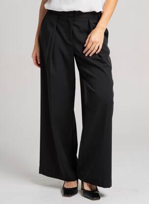 Pantalon large tissage crêpe taille haute noir GARCONNE femme