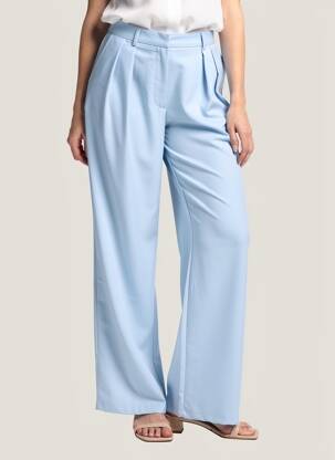 Pantalon large tissage popeline taille haute bleu GARCONNE femme