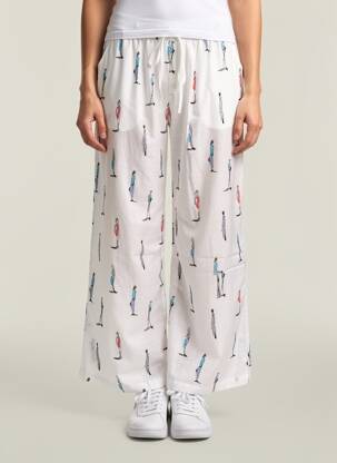 Pantalon large tissage popeline taille normale blanc LUMINA femme