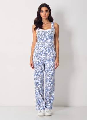 Salopette coupe droite fines bretelles bleu GRACIELA femme