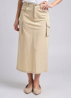 Jupe longue coupe droite beige DAPHNEA femme