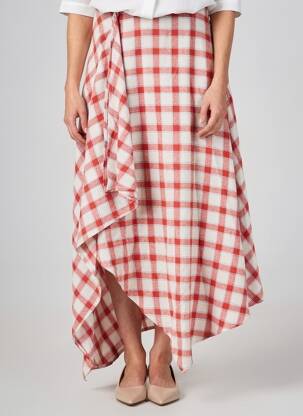Jupe longue coupe fluide rouge DAPHNEA femme
