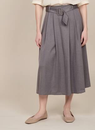 Jupe longue fermeture zippée au dos gris GARCONNE femme