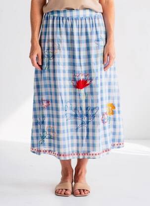 Jupe mi-longue taille normale bleu LUMINE femme