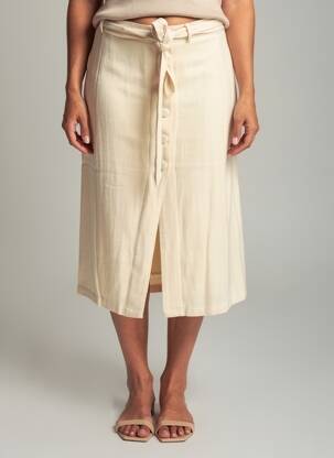 Jupe mi-longue taille normale beige CHARLIOR femme