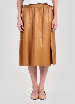 Jupe mi-longue stretch marron SENES femme