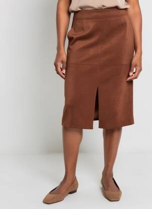 Jupe mi-longue stretch marron BETTY BARCLAY femme
