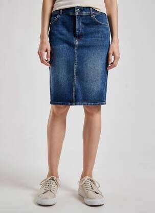 Jupe mi-longue stretch bleu MARC CAIN femme