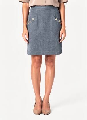 Jupe courte coupe droite bleu EVA KAYAN femme