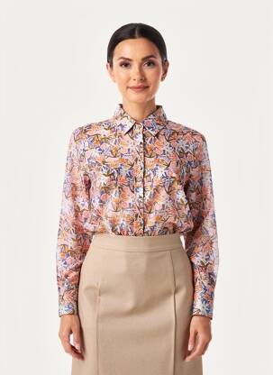 Chemisier imprimé fleurs manches longues rose EMI-JO femme