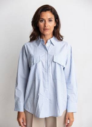 Chemisier coupe droite manches longues bleu PART TWO femme