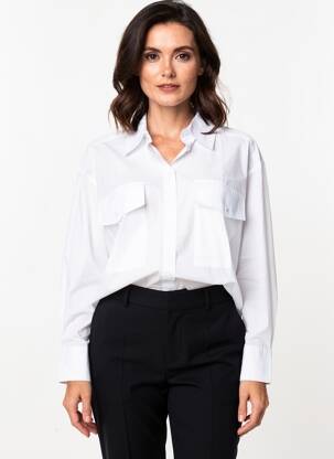 Chemisier coupe droite manches longues blanc PART TWO femme
