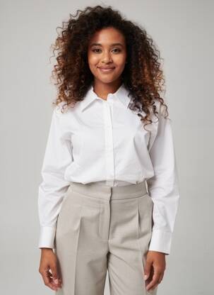 Chemisier coupe cintrée manches longues beige GRACE & MILA femme