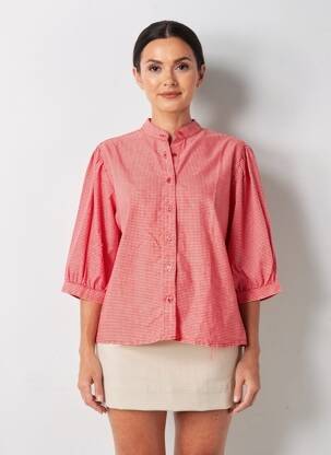 Chemisier col mao manches 3/4 rouge GRAINE femme