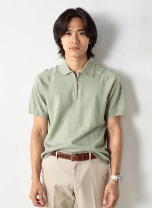 Pull col polo manches courtes vert DSTREZZED homme