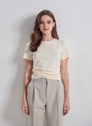 T-shirt stretch manches courtes beige THINKING MU femme