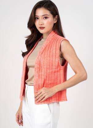 Gilet sans manche tissage matelassé orange LA PETITE ETOILE femme
