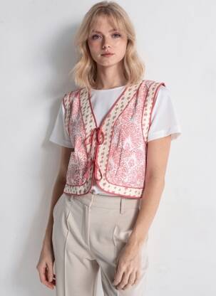 Gilet sans manche tissage matelassé rose VILA femme