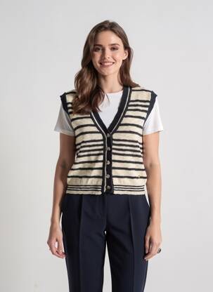 Gilet sans manche maille fine bleu LA PETITE ETOILE femme